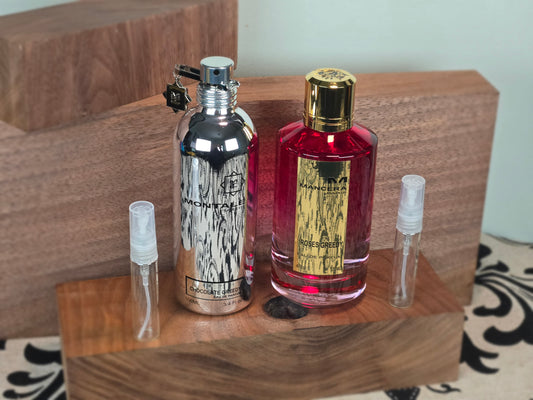 Combinaison Gourmande et Romantique - Montale Chocolate Greedy et Mancera Roses Greedy - Échantillon de Parfum 5ml/2ml