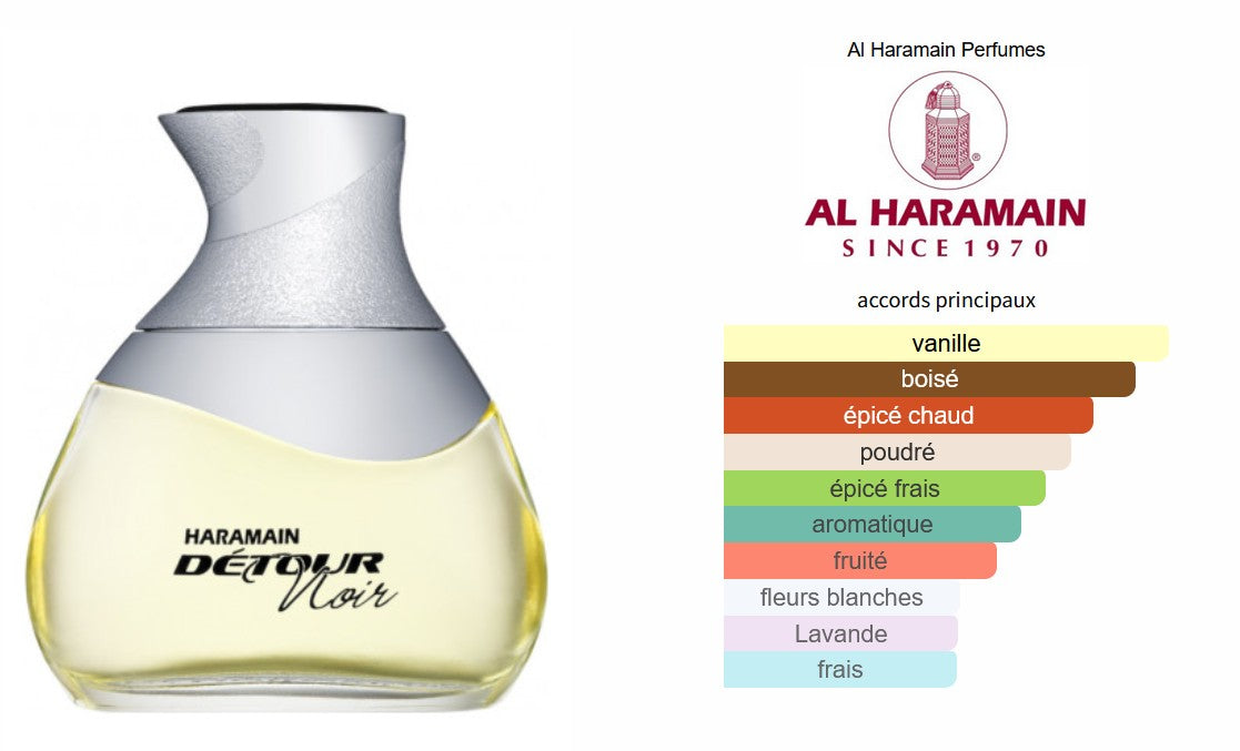 Al Haramain Detour Noir - Perfume Sample 5ml/2ml - Travel Size - Middle Eastern Fragrance