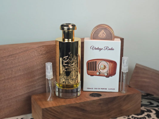 Aromatic and Fruity Combination - Lattafa Vintage Radio and Khaltaat Al Arabia Royal Blends - Perfume Sample 5ml/2ml