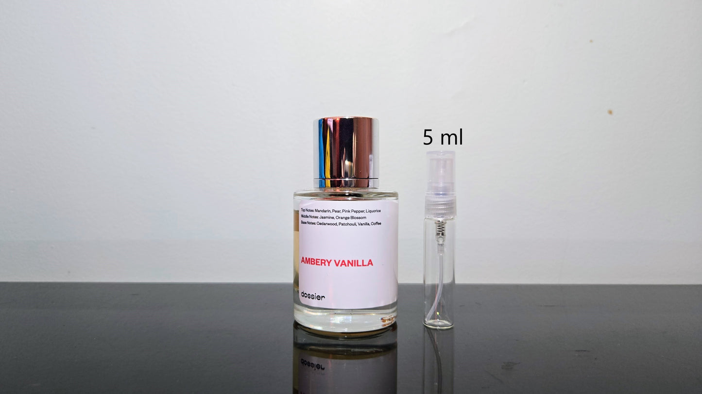 Ambery Vanilla Folder - Perfume Sample 5ml/2ml - Travel Size - Perfume Dupe