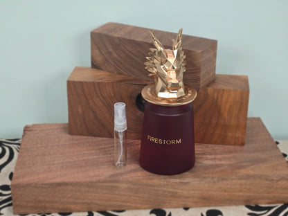 Fragrance World Firestorm - Perfume Sample 5ml/2ml - Travel Size - Middle Eastern Perfume