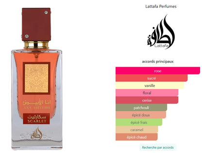 Lattafa Ana Abiyedh Scarlet - Échantillon de Parfum 5ml/2ml - Format de Voyage - Parfum du Moyen-Orient