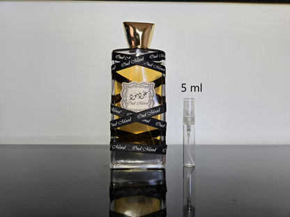 Lattafa Oud Mood - Échantillon de Parfum Arabe 5ml/2ml - Format de Voyage