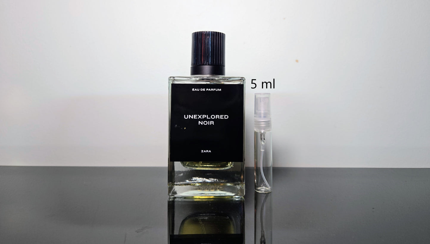 Zara Unexplored Noir - Échantillon de Parfum 5ml/2ml - Format de Voyage Abordable